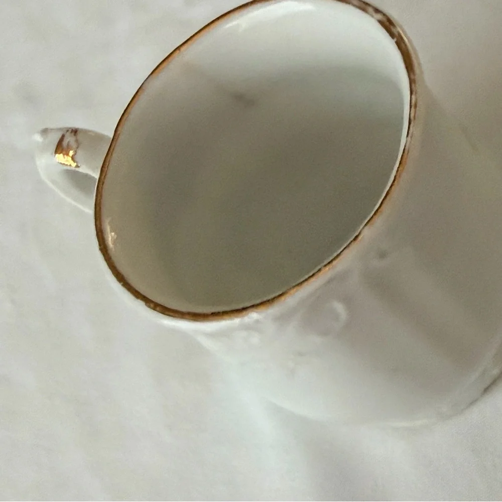 Antique Porcelain Mini Floral White & Gold Victorian Demitasse Retro Display Cup